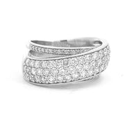 18K White Gold Diamond Crossover Fashion Ring